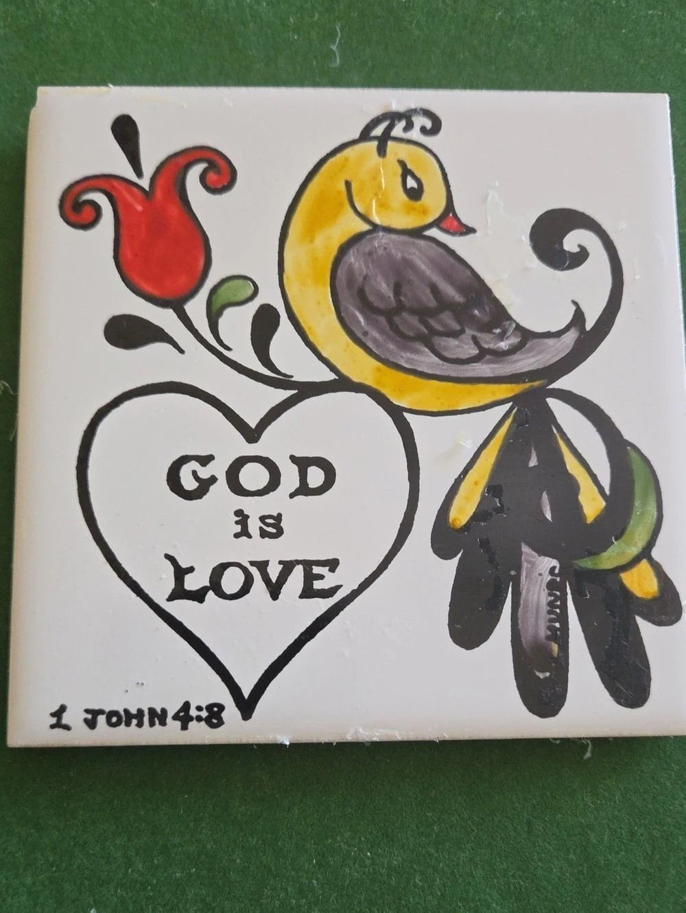 Plataxos 70s Religious Wall Art Tile God Is Love